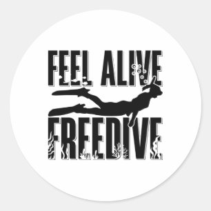 Sticker Rond Sentez-vous en direct libre Apnoe Freediver Freedi