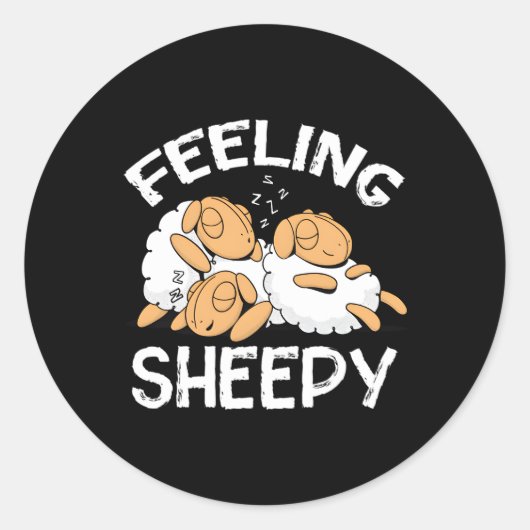 Sticker Rond Sentiment Sheepy Sheep Sleep Sleepyhead Fun (Devant)