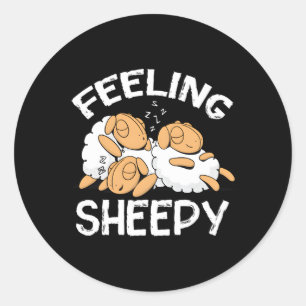 Sticker Rond Sentiment Sheepy Sheep Sleep Sleepyhead Fun