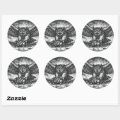 Sticker Rond Sentinelle Hibou ailé par BurnsInHell (Feuille)