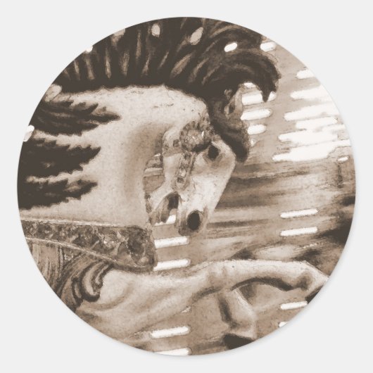 Sticker Rond Sepia Merry Horse (Devant)