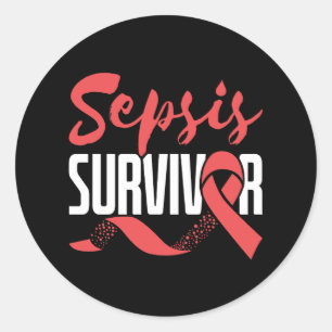 Sticker Rond Sepsis Survivor Warrior Fighor Awareness Moth