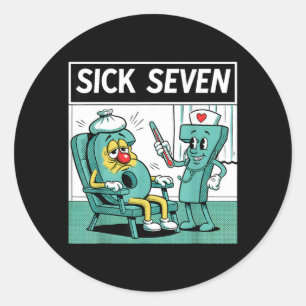 Sticker Rond Sept infirmières malade drôle nursing 67 Meme hôpi