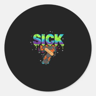 Sticker Rond Sept malade mème graffiti goutte amusant jeu de mo