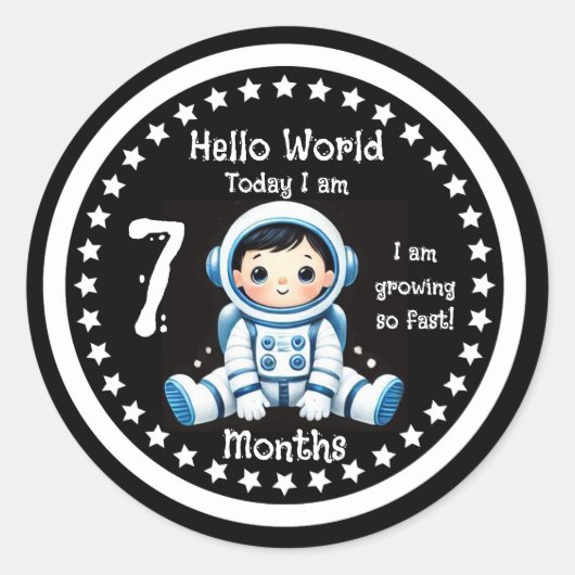 Sticker Rond Sept mois jalon pour bébé Astronaut (Devant)