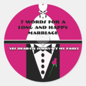 Sticker Rond Sept mots pour un mariage long et heureux (Devant)