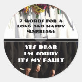 Sticker Rond Sept mots pour un mariage long et heureux (Devant)