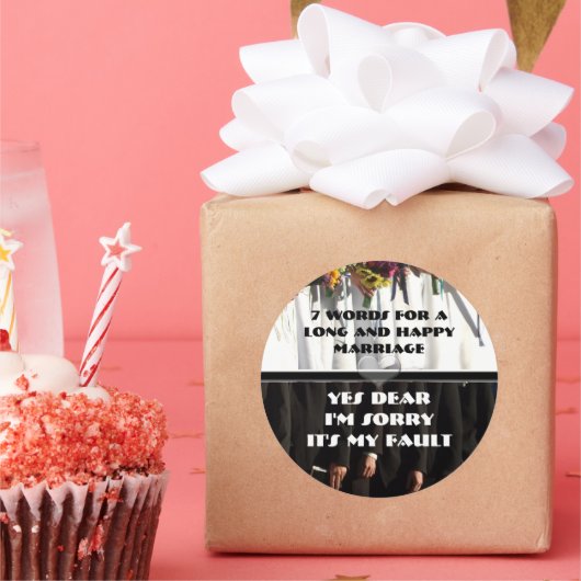 Sticker Rond Sept mots pour un mariage long et heureux (Fête)