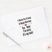 Sticker Rond Sept mots pour un mariage long et heureux (Enveloppe)