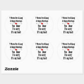 Sticker Rond Sept mots pour un mariage long et heureux (Feuille)