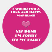 Sticker Rond Sept mots pour un mariage long et heureux (Devant)