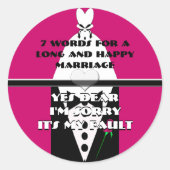 Sticker Rond Sept mots pour un mariage long et heureux (Devant)