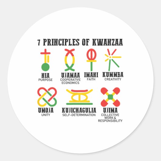 Sticker Rond Sept Principes De Kwanzaa Fier Africain-Américain (Devant)