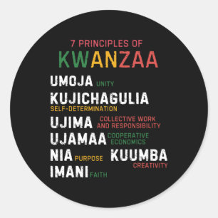 Sticker Rond Sept Principes De Kwanzaa Happy Kwanzaa