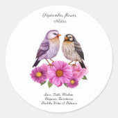 Sticker Rond Septembre Aster Flower with Birth Cadeau (Devant)