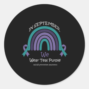 Sticker Rond Septembre Nous Portons Suicide Arc-En-Ciel Turquoi