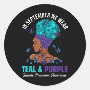 Sticker Rond Septembre Nous Portons Turquoise Purple Suicide Pr