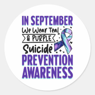 Sticker Rond Septembre Nous Portons Turquoise Purple Suicide Pr