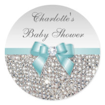 Séquences d'argent Baby shower de diamant Turquois