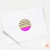 Sticker Rond Séquences d'or rose chaud/glam Stripes/personnalis (Enveloppe)