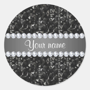 Sticker Rond Séquences noires Faux et diamants