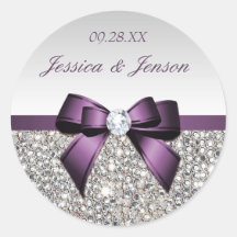 Séquins d'argent Bow pourpre et Mariage de diamant