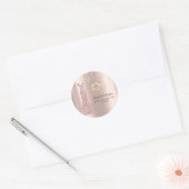 Sticker Rond Sequins Robe Rose Or 40e anniversaire (Enveloppe)