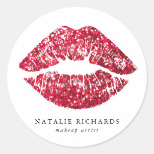 Sticker Rond Séquins rouges Parties scintillant Lips maquillage