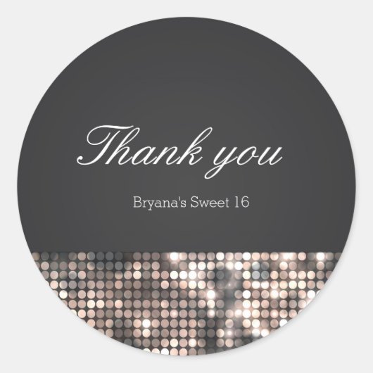 Sticker Rond Séquins Sparkle Glam Noir Mariage Favoriser Sticke (Devant)