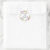 Sticker Rond seras-tu ma demoiselle d'honneur ? fleurs rose blu (Sac)