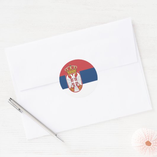 Sticker rond serbe Drapeau classique (Enveloppe)