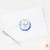 Sticker Rond Serene Aqua Turquoise Waves (Enveloppe)