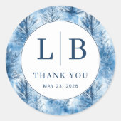 Sticker Rond Serene Blue Winter Pine Trees (Devant)