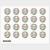 Sticker Rond Serene Garden Wreath : Pastel Floral Elegance (Feuille)