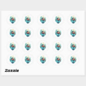 Sticker Rond Serene Underwater Turtle (Feuille)