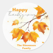 Sticker Rond Serene Vivant Automne Maple Feuilles Thanksgiving (Devant)