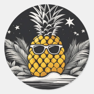 Sticker Rond Sérénité tropicale des ananas