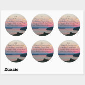 Sticker Rond Serenity Prayer Pink Seascape Sunset Photo (Feuille)