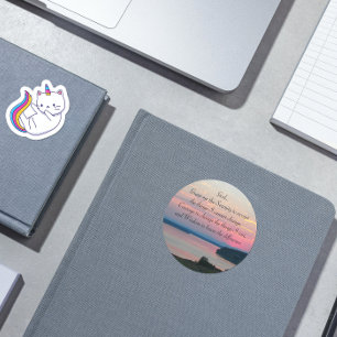 Sticker Rond Serenity Prayer Pink Seascape Sunset Photo