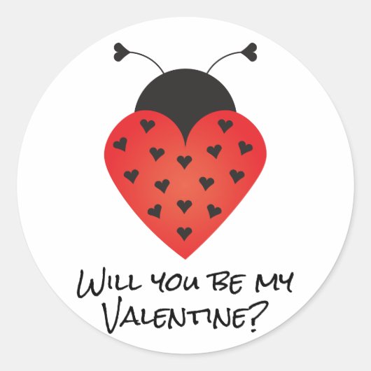 Sticker Rond Serez-Vous Mon Coeur Saint Valentin Ladybug Rouge (Devant)