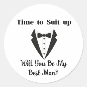 Sticker Rond serez-vous mon meilleur homme, proposition style t