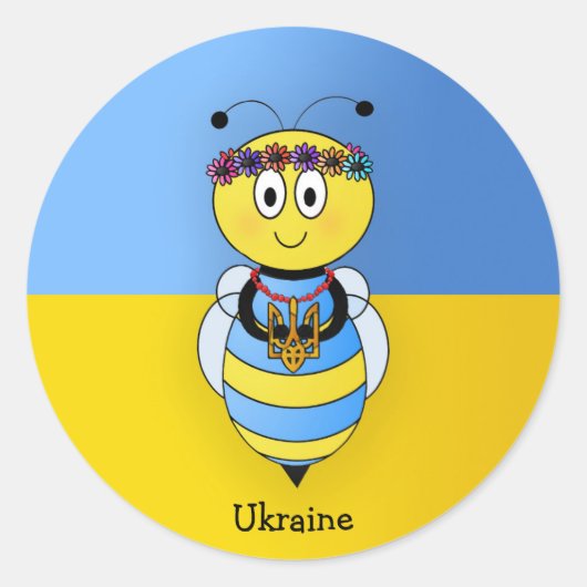 Sticker Rond Série d'abeilles ukrainiennes (Devant)