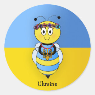 Sticker Rond Série d'abeilles ukrainiennes