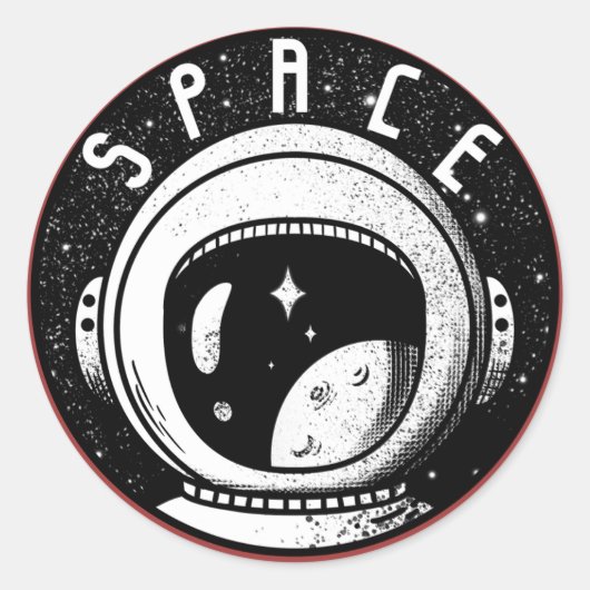 Sticker Rond Série d'astronautes rétro (Devant)