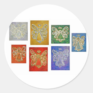 Sticker Rond Série de couleurs d'anges Cartouches