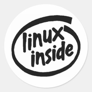 Sticker Rond Serie Linux à l'intérieur