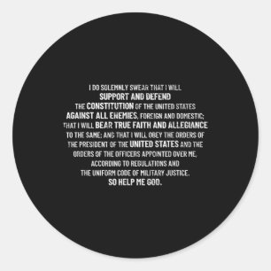 Sticker Rond Serment Militaire Défendre La Constitution Vétérin
