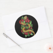 Sticker Rond Serpent à fleurs (Enveloppe)
