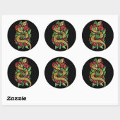 Sticker Rond Serpent à fleurs (Feuille)