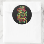Sticker Rond Serpent à fleurs (Sac)